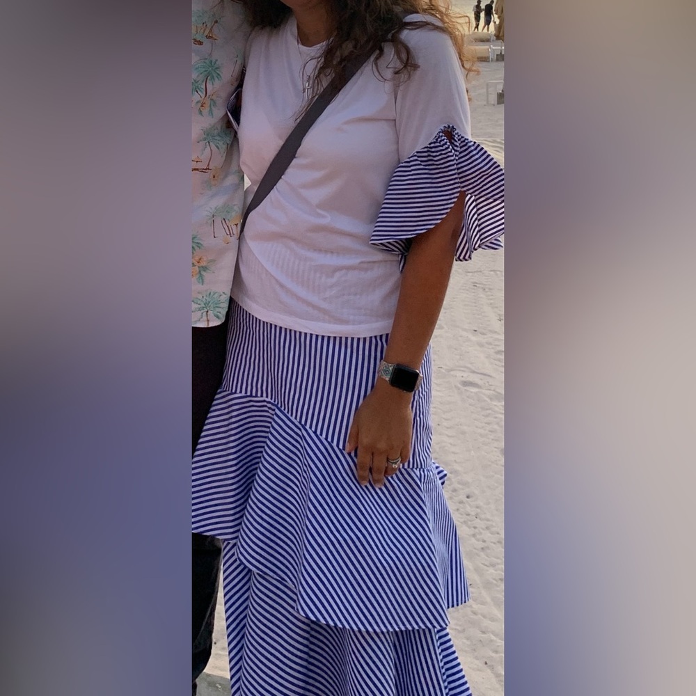 Banana Republic Blue & White Striped Maxi Dress and matching white t